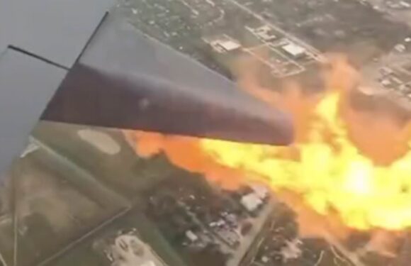 Terrifying moment flames shoot out of a Southwest Airlines plane