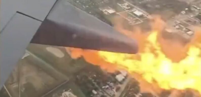 Terrifying moment flames shoot out of a Southwest Airlines plane