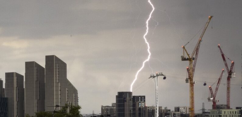 Thunder and lightning rock London as torrential rain drenches capital