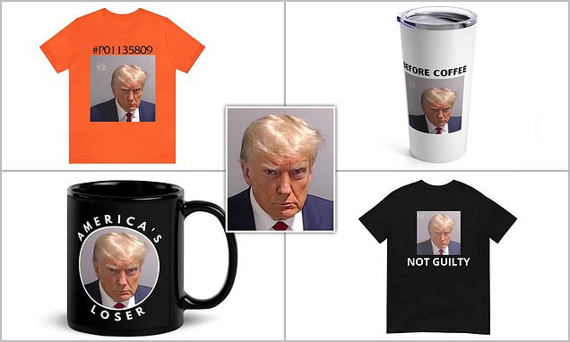 Trump mugshot t-shirts already for sale online after tweets