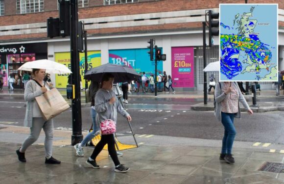 UK weather: Map shows moment massive band of rain sweeps across Britain amid yellow warnings of thunderstorms and wind | The Sun