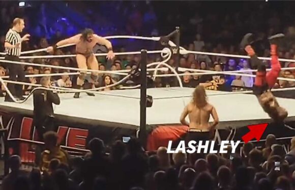 WWE Superstar Bobby Lashley Falls Out of Ring After Rope Collapses