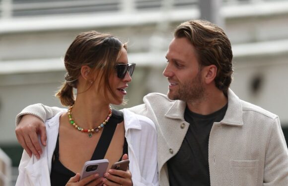 Ferne McCann shares loving look with fiance Lorri Haines as he pushes daughter in pram