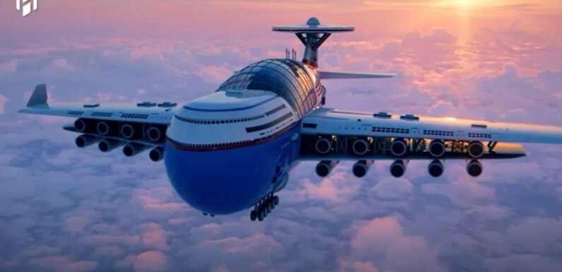 Giant nuclear-powered ‘flying hotel’ with swimming pool carries 5,000 passengers