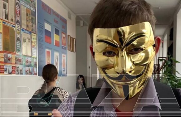 ‘Guy Fawkes’ masked member of Putin’s youth army ‘stabs four’ in school rampage