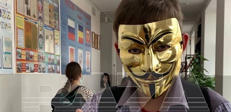 ‘Guy Fawkes’ masked member of Putin’s youth army ‘stabs four’ in school rampage