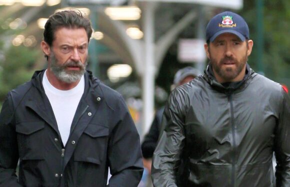 Hugh Jackman looks sombre on walk with pal Ryan Reynolds after split from wife of 27 years