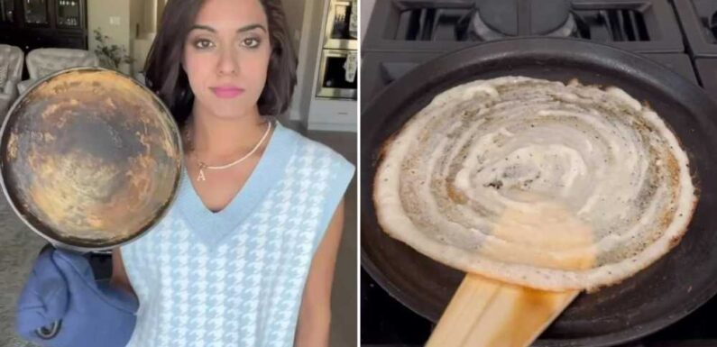 I’m a kitchen whizz – my 2-minute hack using a 50p fridge staple makes any pan non-stick instantly | The Sun