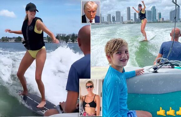 Ivanka Trump shows off skurfing skills as she keeps her balance