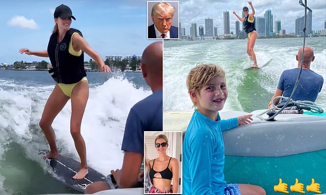 Ivanka Trump shows off skurfing skills as she keeps her balance