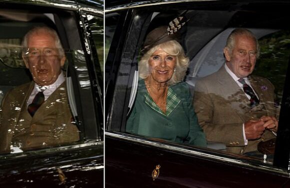 King Charles and Camilla leave Balmoral for nearby church