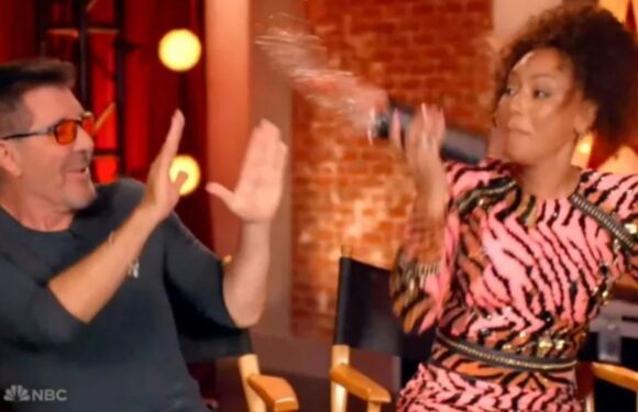 Mel B throws water over furious Simon Cowell as she makes sensational AGT return
