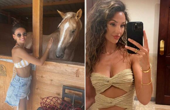 Michelle Keegan stuns in bra top and barely-there denim hot pants | The Sun