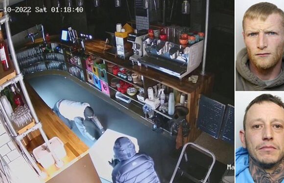 Moment two 'prolific and ruthless' burglars raid steal safe