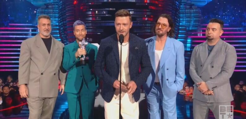 NSYNC Reunite to Present VMA to Taylor Swift, Who Asks: ‘Are You Guys Doing Something [New]? I Need to Know!’