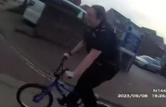 Officer commandeers schoolboy's tiny bike to chase suspected burglar