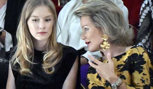 Princess Eleonore and Queen Mathilde of Belgium watch the opera