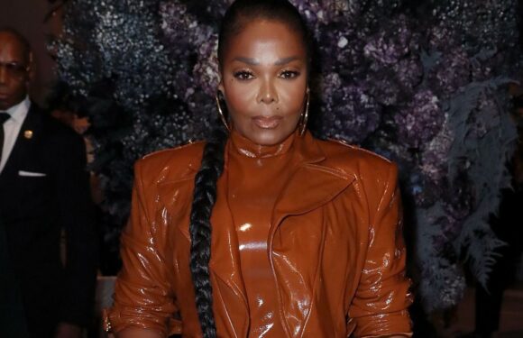Rarely seen Janet Jackson stuns in leather look as she rubs shoulders with fellow A-Listers