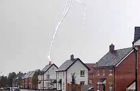 Ring doorbell captures lucky escape as lightning bolt strikes home