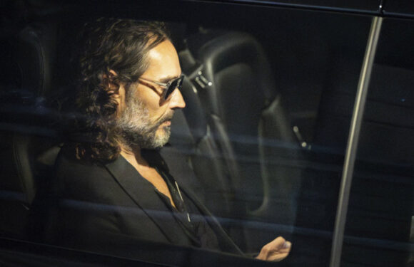 Russell Brand addresses sexual assault allegations on stage