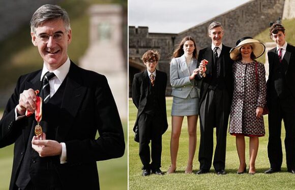 Sir Jacob Rees-Mogg receives his knighthood at Windsor Castle