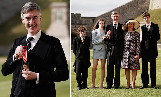Sir Jacob Rees-Mogg receives his knighthood at Windsor Castle