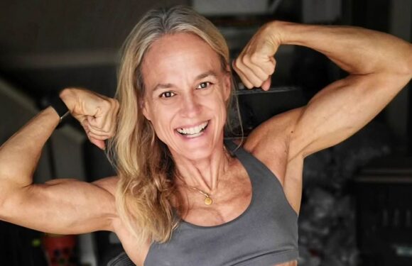 Woman, 56, proudly shows off her 'bicep muscles and veins' at the gym