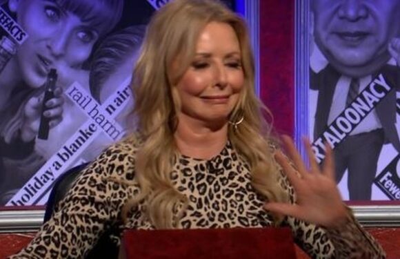 Carol Vorderman reacts as shes asked if she would sh*g Laurence Fox on BBC