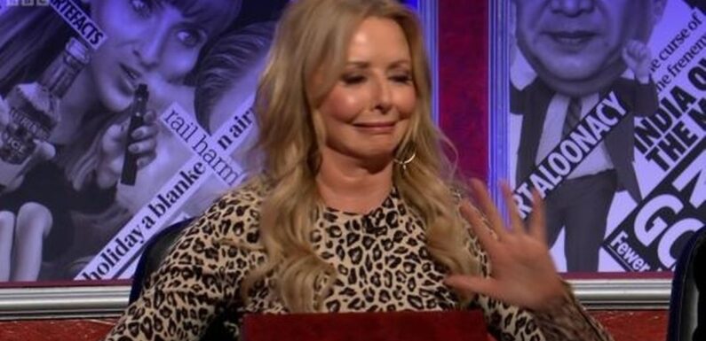 Carol Vorderman reacts as shes asked if she would sh*g Laurence Fox on BBC