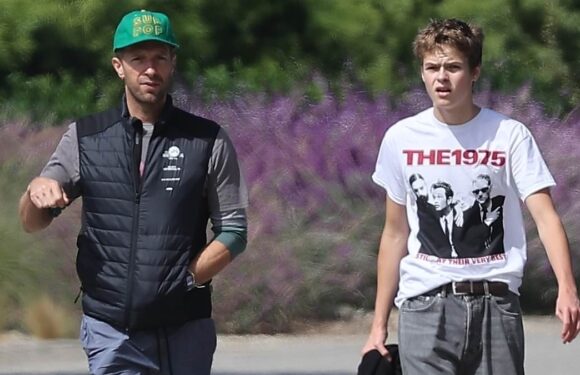 Chris Martin and son Moses lead way to Dakota Johnson's birthday bash