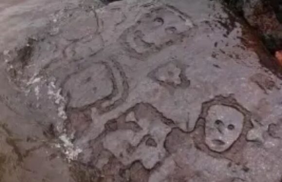 Eerie ancient carvings emerge from river…and it's only the second time the mysterious drawings have EVER been seen | The Sun