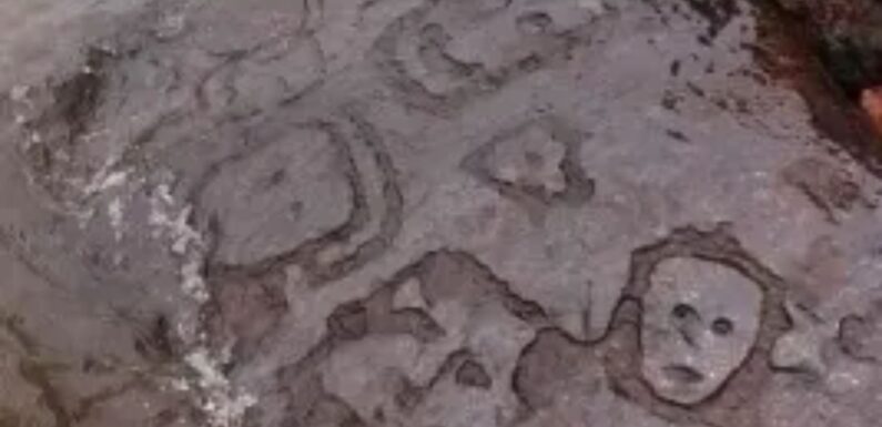 Eerie ancient carvings emerge from river…and it's only the second time the mysterious drawings have EVER been seen | The Sun