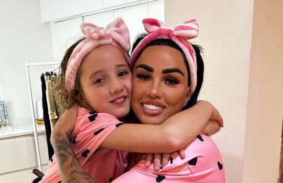 Katie Price and daughter Bunny cuddle in matching pink pyjamas in sweet snap