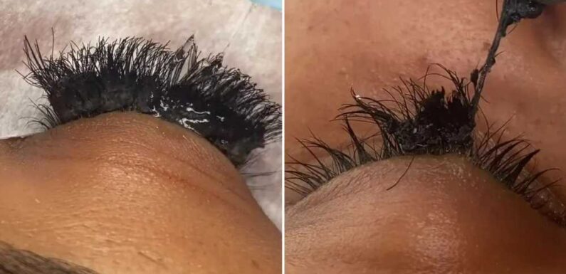 Lash expert shares shocking video of her client’s extensions that took an hour to sort before she could even remove them | The Sun