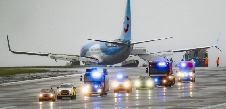 Leeds Bradford airport still closed after TUI plane skidded off runway