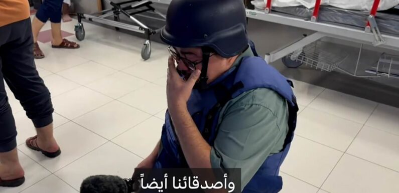 Moment BBC reporter breaks down in tears inside Gaza hospital