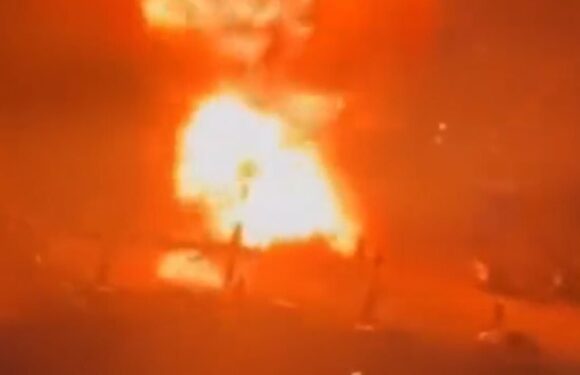 Moment Luton airport car park COLLAPSES after Range Rover explodes