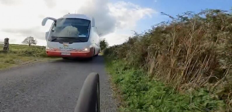 Moment bus driver reported for dangerous overtake of cyclist