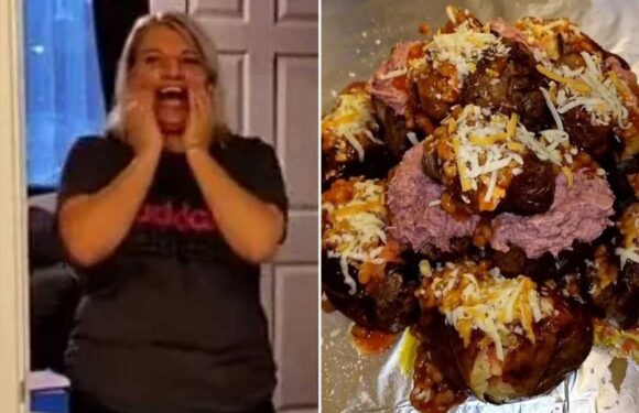 Mum sparks fierce debate with her jacket potato ‘birthday cake’, but insists the food mountain was completely devoured | The Sun