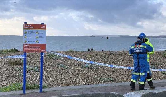 Police cordon off beach after body found on the shore