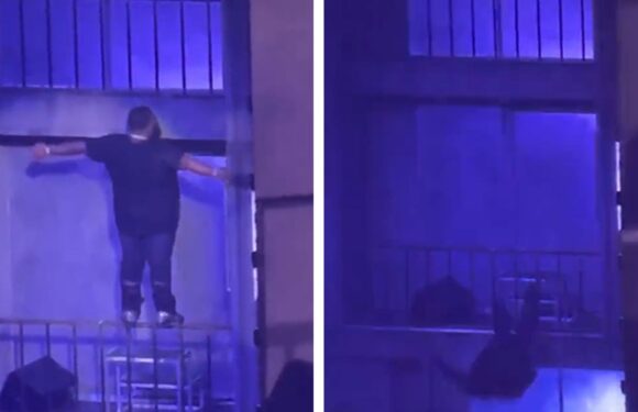 Rod Wave Jumps From Railing, Crashes Through Stage Back First