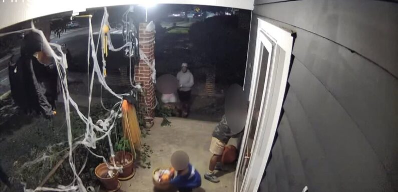 Video shows adults using children to rob DC Halloween decorations