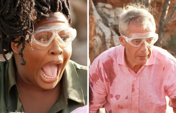 ITV Im a Celebs Nigel Farage grimaces as co-star screams in grim trail