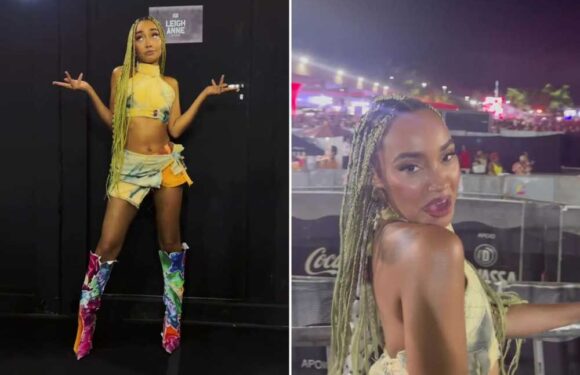 Little Mix's Leigh Anne Pinnock strips off to tiny crop top and thigh high boots as she performs in Brazil | The Sun