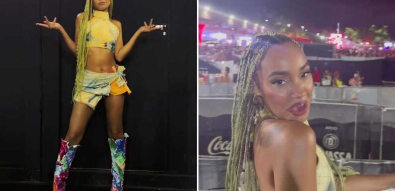 Little Mix's Leigh Anne Pinnock strips off to tiny crop top and thigh high boots as she performs in Brazil | The Sun