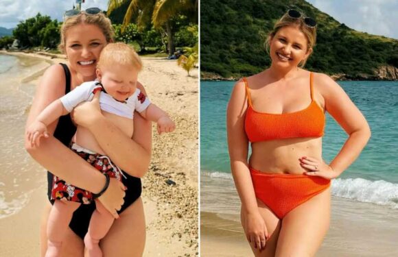 Love Island's Amy Hart praised for showing her 'real' body as she admits to using baby son as a prop to hide her tummy | The Sun