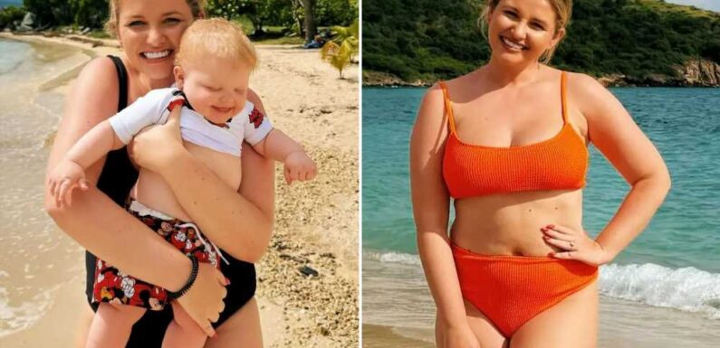 Love Island's Amy Hart praised for showing her 'real' body as she admits to using baby son as a prop to hide her tummy | The Sun