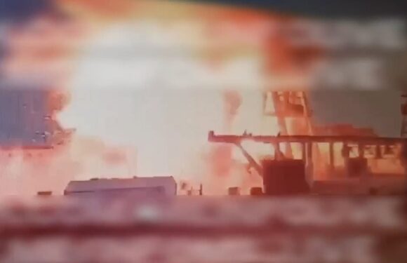 Moment 'Putin's newest warship is destroyed by Ukrainian missile'