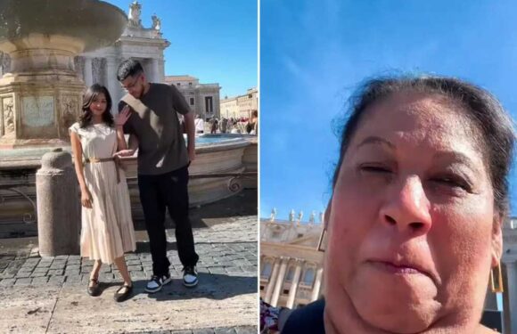 People left in hysterics after mum accidentally photobombs her son's romantic proposal & joke 'she had one job' | The Sun