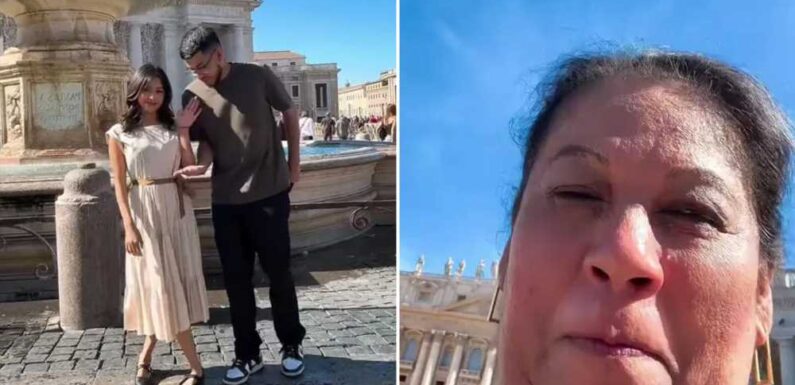 People left in hysterics after mum accidentally photobombs her son's romantic proposal & joke 'she had one job' | The Sun